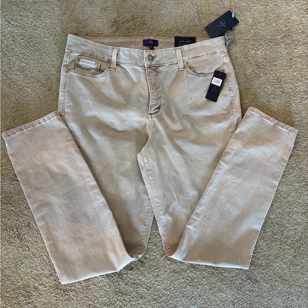 NWT NYDJ Lift Tuck Tan Beige Legging Women’s Size 14 Front and Back Pockets